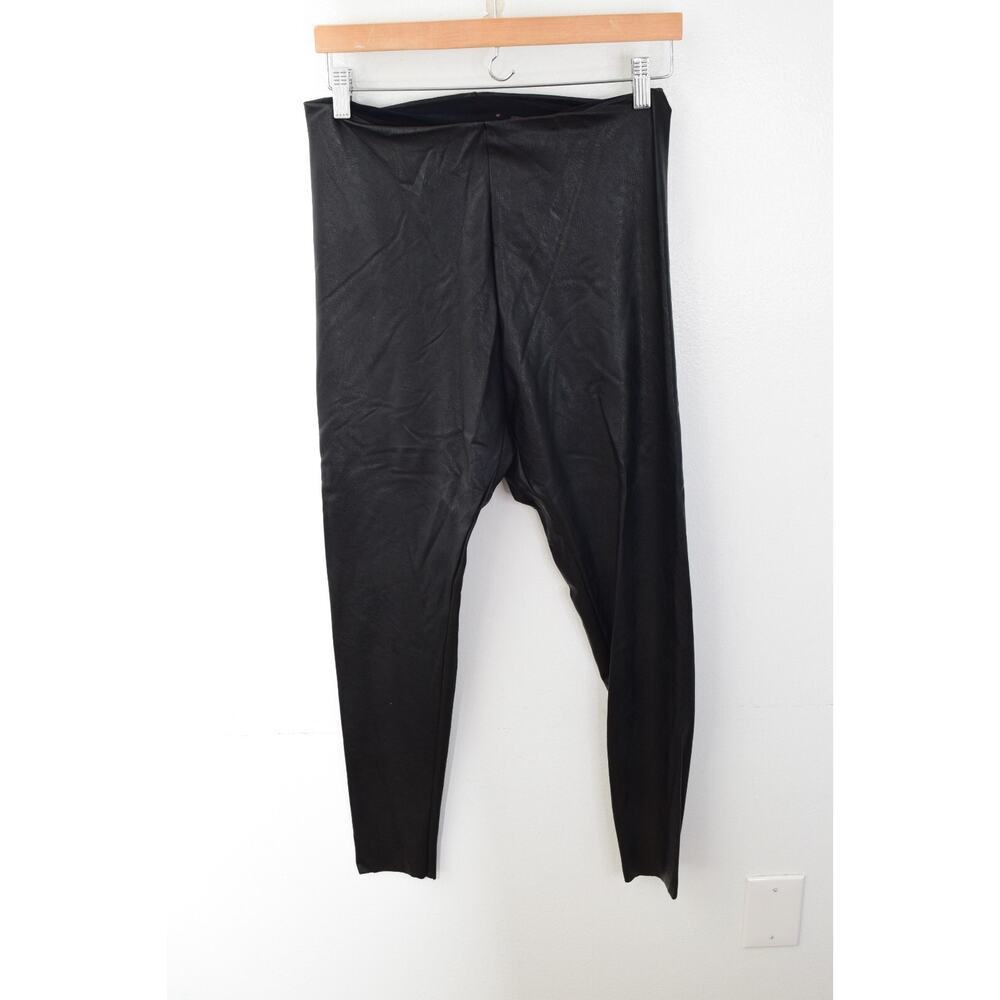 Commando Women’s Faux Leather Leggings Black Pull On XL High Rise